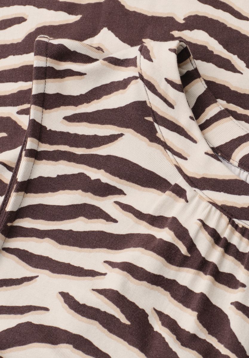 Top mit Rundhals und Zebra-Print