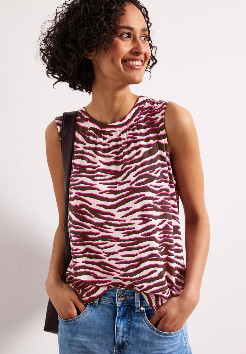 Top mit Rundhals und Zebra-Print