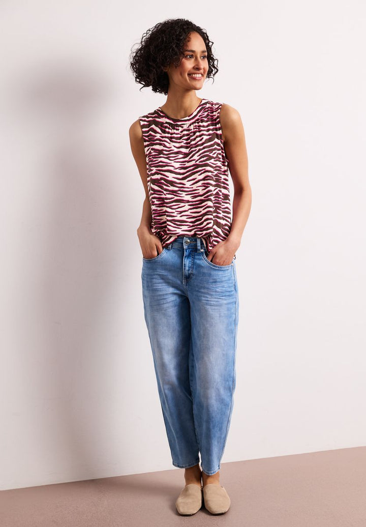 Top mit Rundhals und Zebra-Print