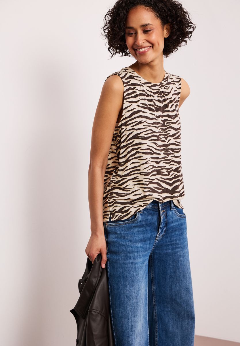 Top mit Rundhals und Zebra-Print