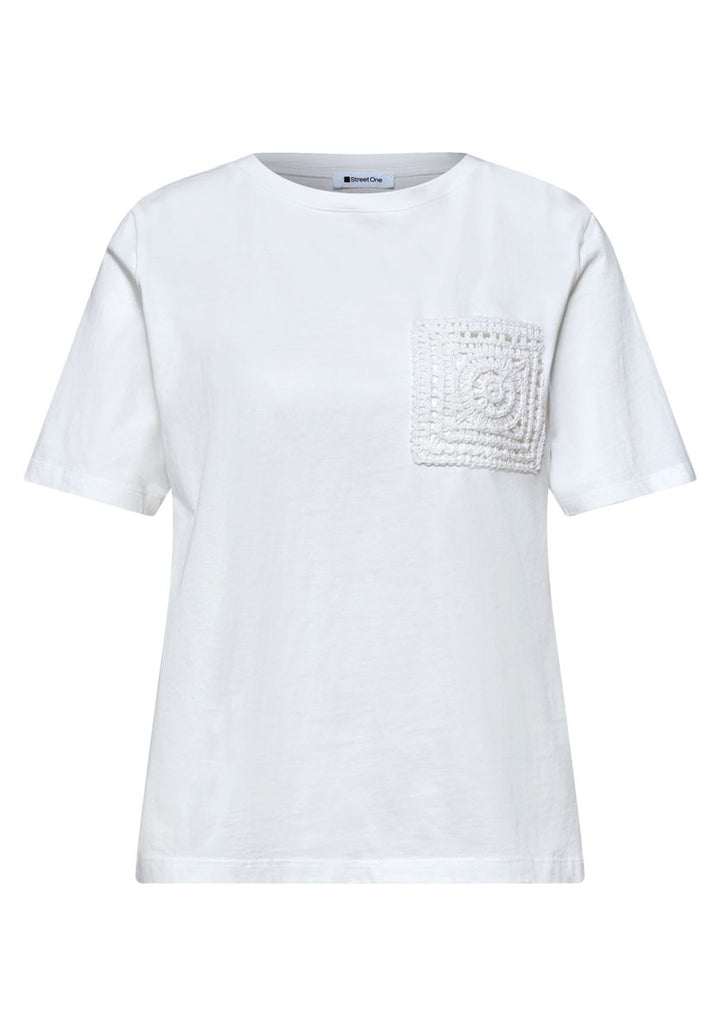 T-Shirt mit Rundhals und Crochet-Tasche