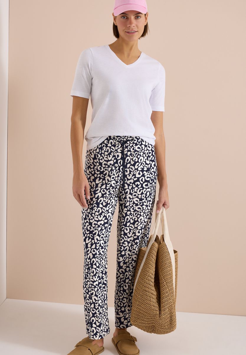 Wide Leg Hose im Loose Fit mit Leo-Print