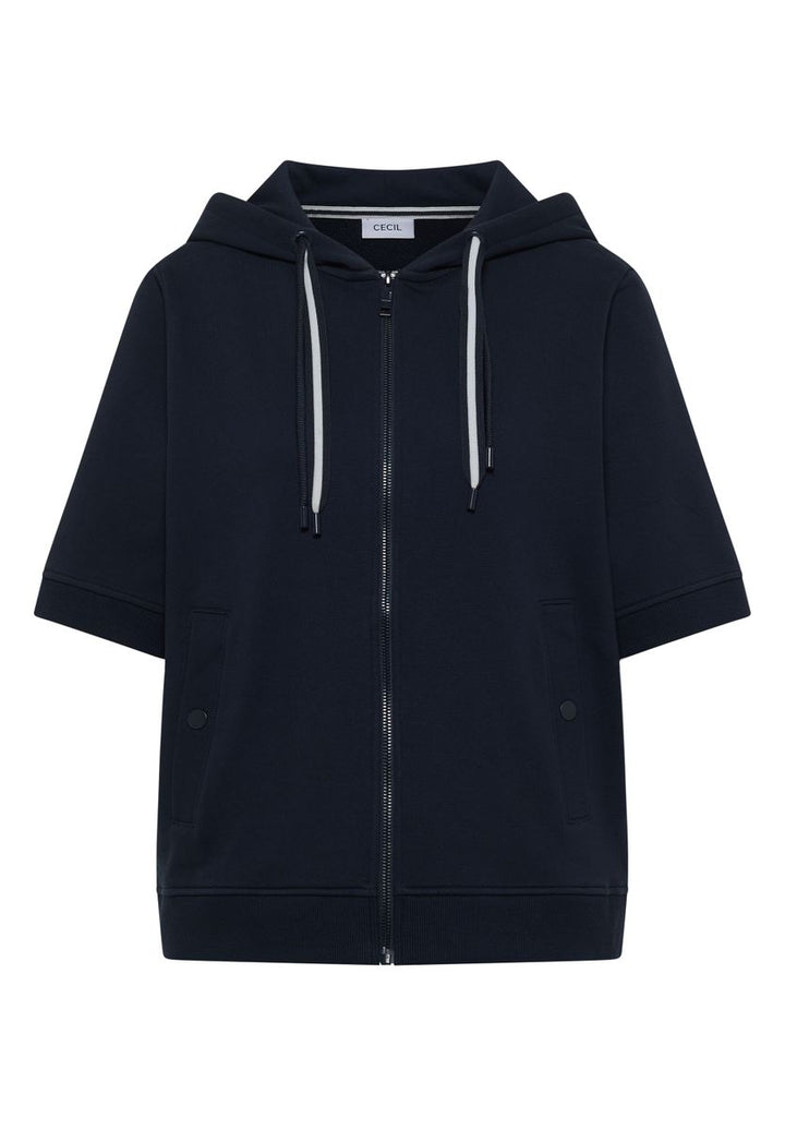 Kurzarm Sweatjacke mit Kapuze