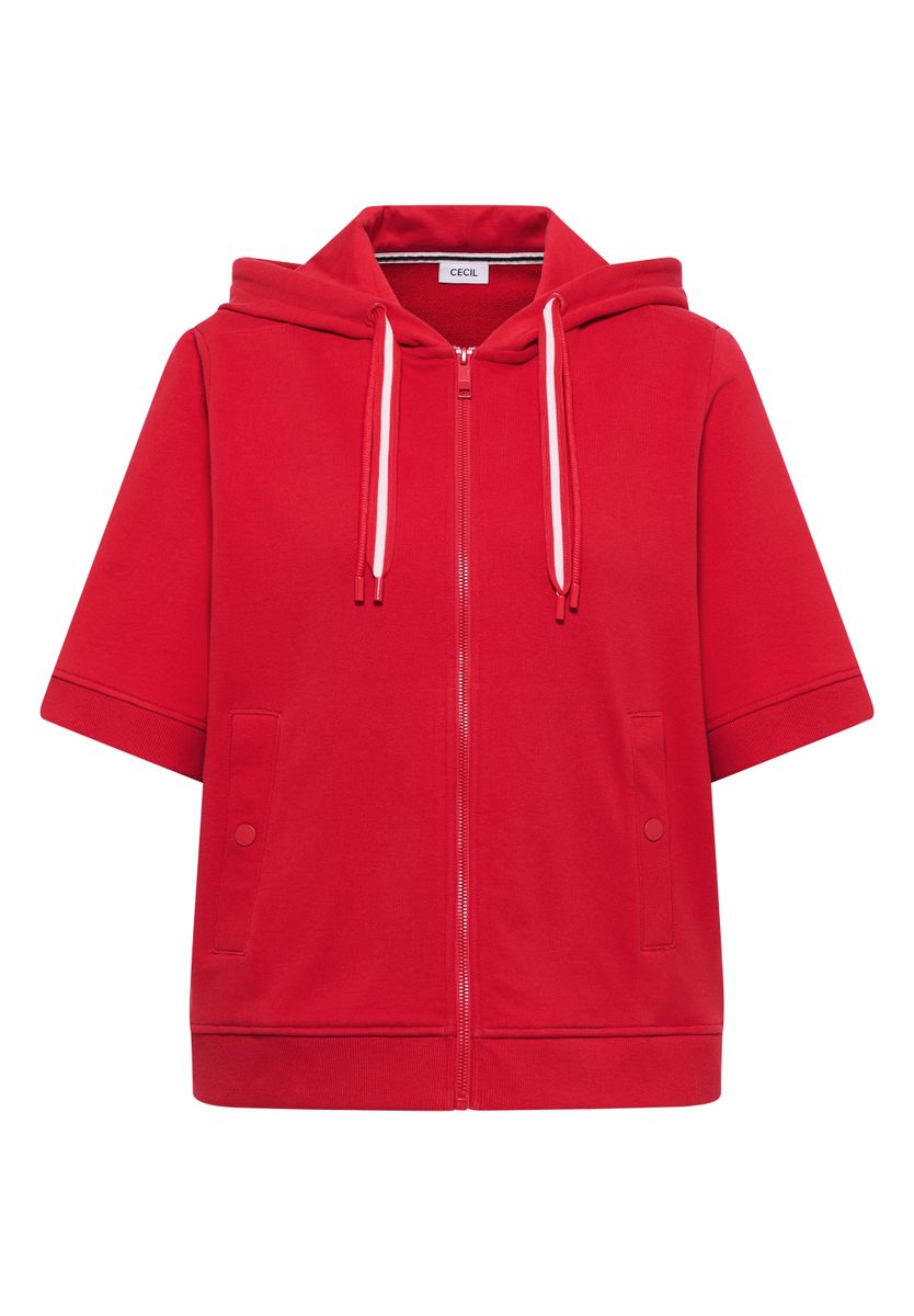 Kurzarm Sweatjacke mit Kapuze