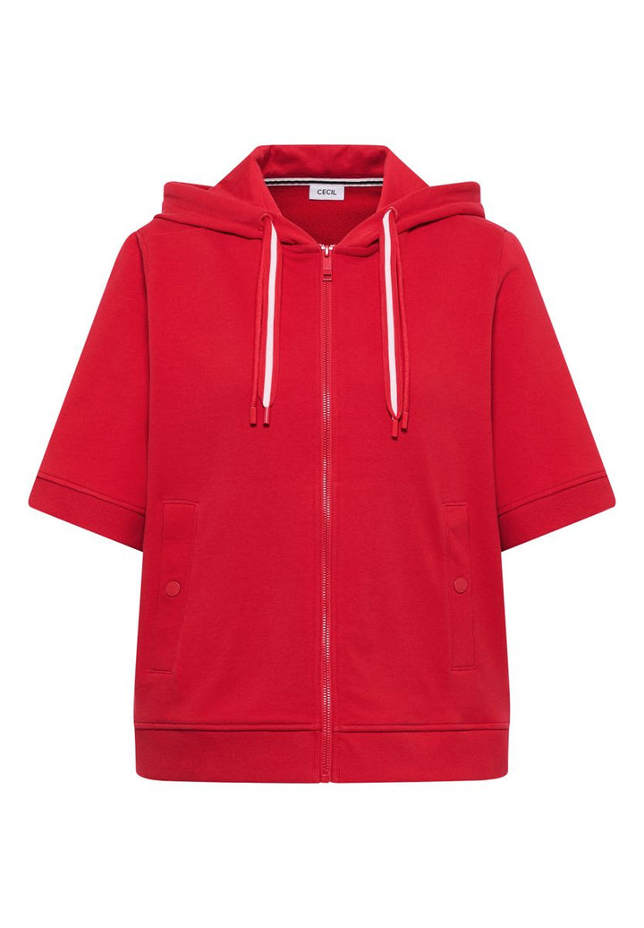 Kurzarm Sweatjacke mit Kapuze