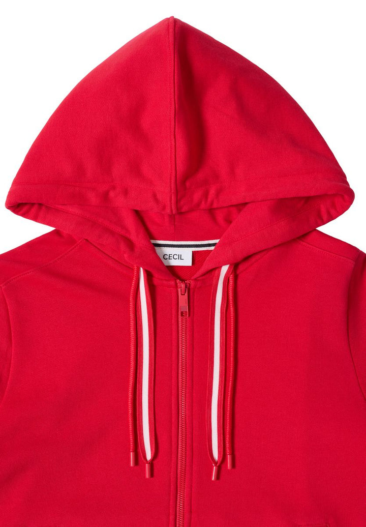Kurzarm Sweatjacke mit Kapuze
