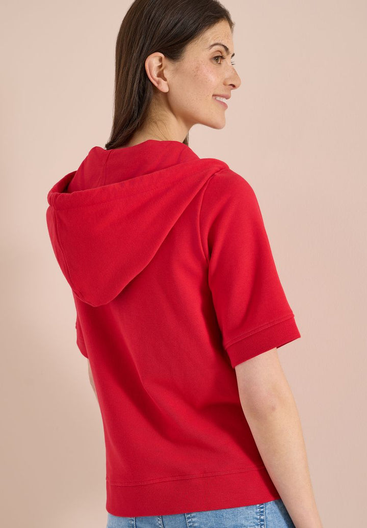 Kurzarm Sweatjacke mit Kapuze