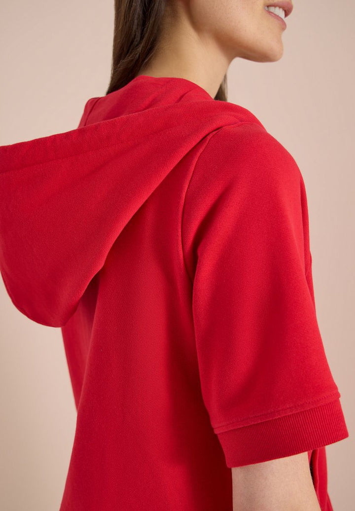 Kurzarm Sweatjacke mit Kapuze