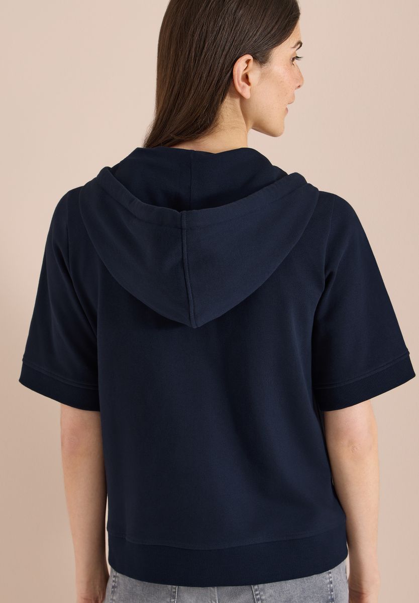 Kurzarm Sweatjacke mit Kapuze