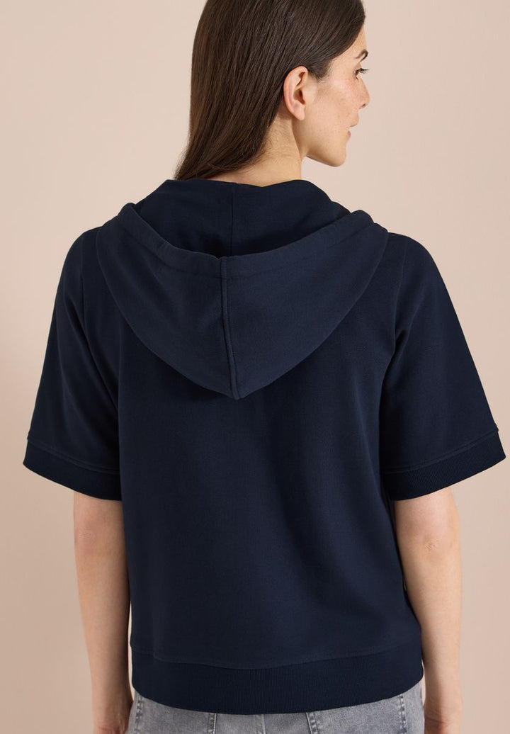 Kurzarm Sweatjacke mit Kapuze
