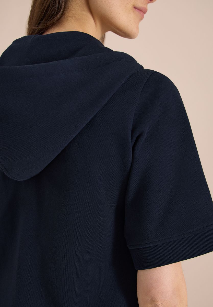 Kurzarm Sweatjacke mit Kapuze