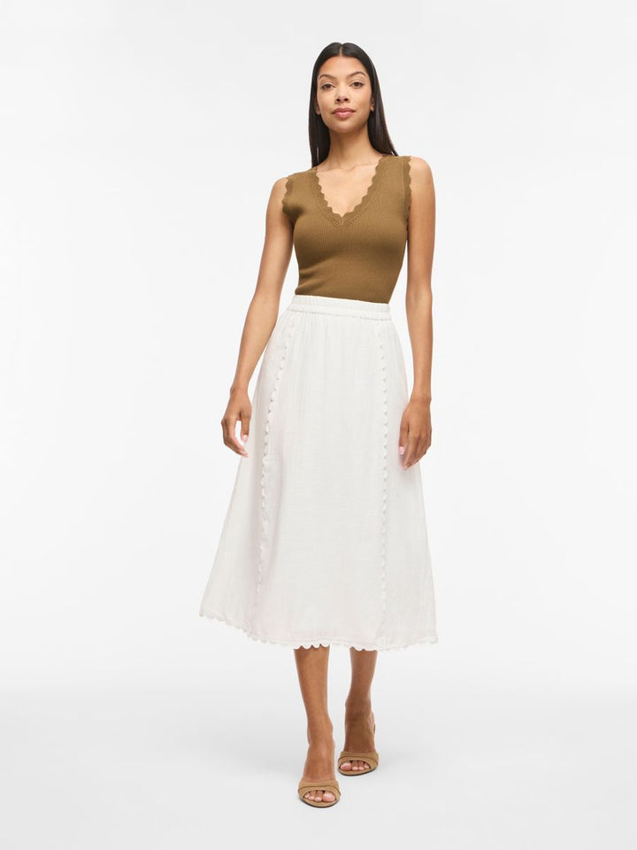 VIMINDY HW SCALLOP MIDI SKIRT