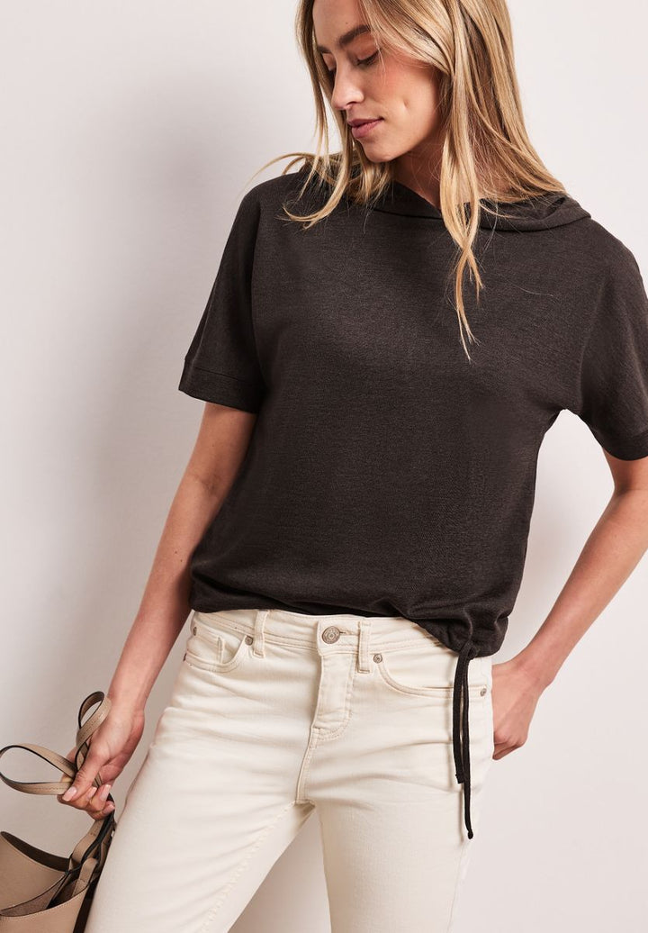 Kurzarm Shirt mit Kapuze und Tunnelzug