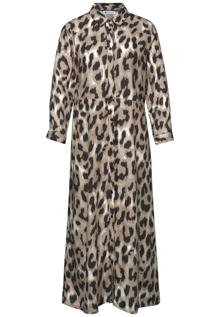 Midi-Kleid mit durchgehender Knopfleiste