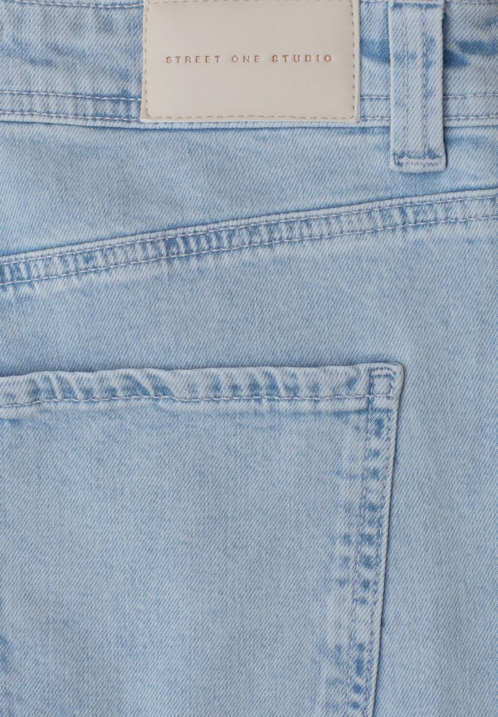 Mid Waist Wide Leg Jeans mit Ziersaum