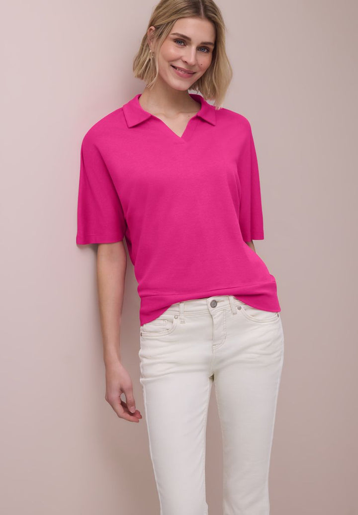 Dropped Shoulder Poloshirt mit Elastikbund