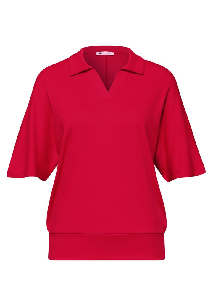 Dropped Shoulder Poloshirt mit Elastikbund