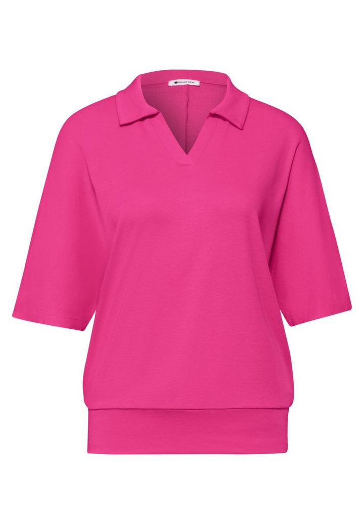 Dropped Shoulder Poloshirt mit Elastikbund
