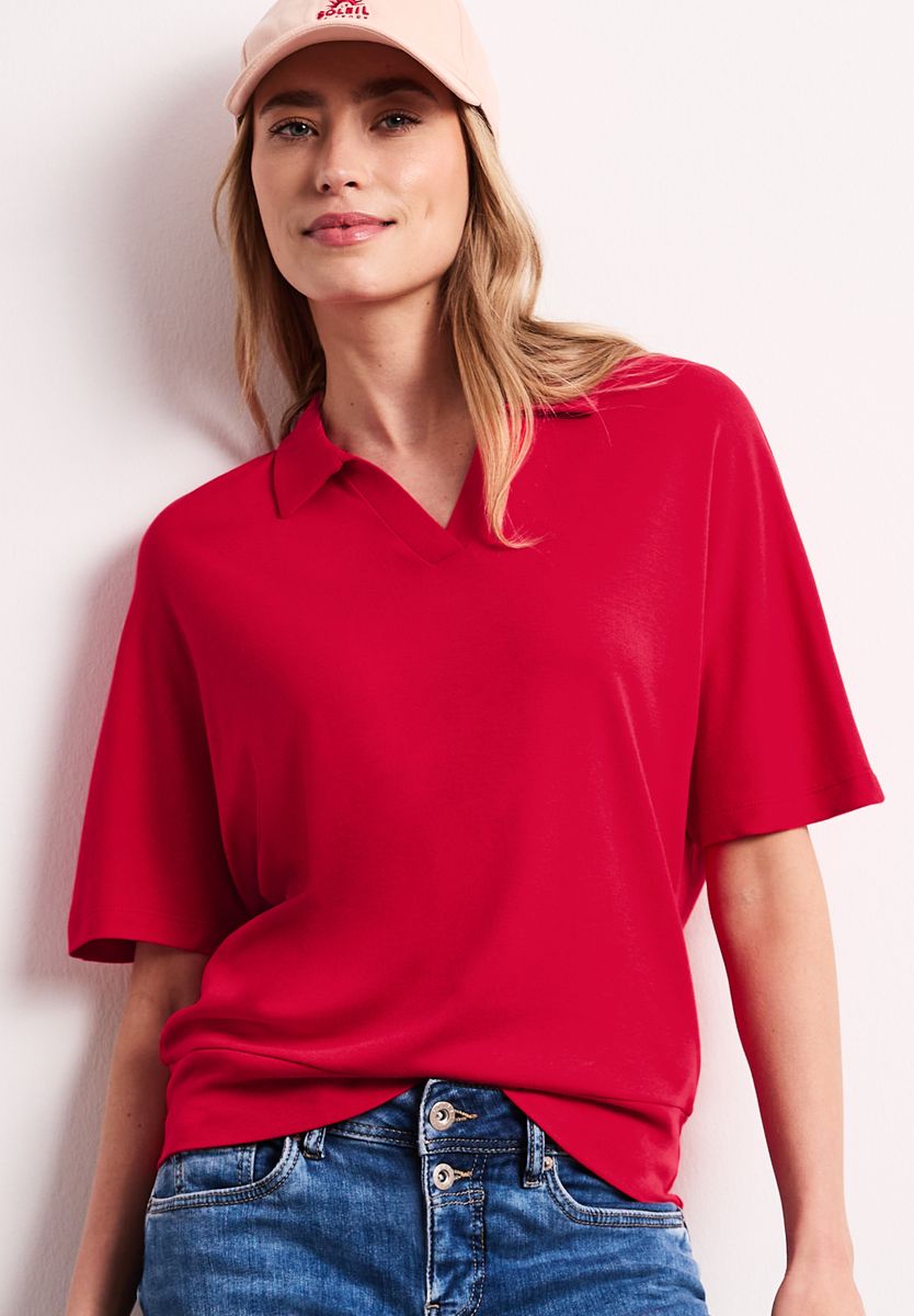 Dropped Shoulder Poloshirt mit Elastikbund