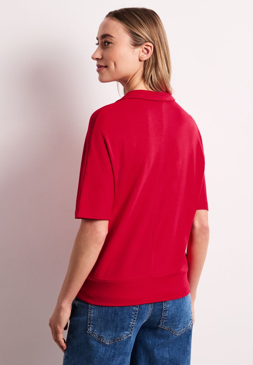 Dropped Shoulder Poloshirt mit Elastikbund