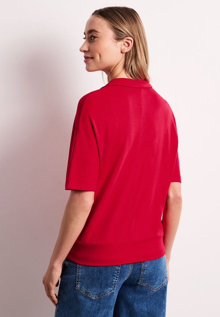 Dropped Shoulder Poloshirt mit Elastikbund