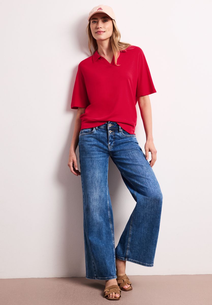 Dropped Shoulder Poloshirt mit Elastikbund