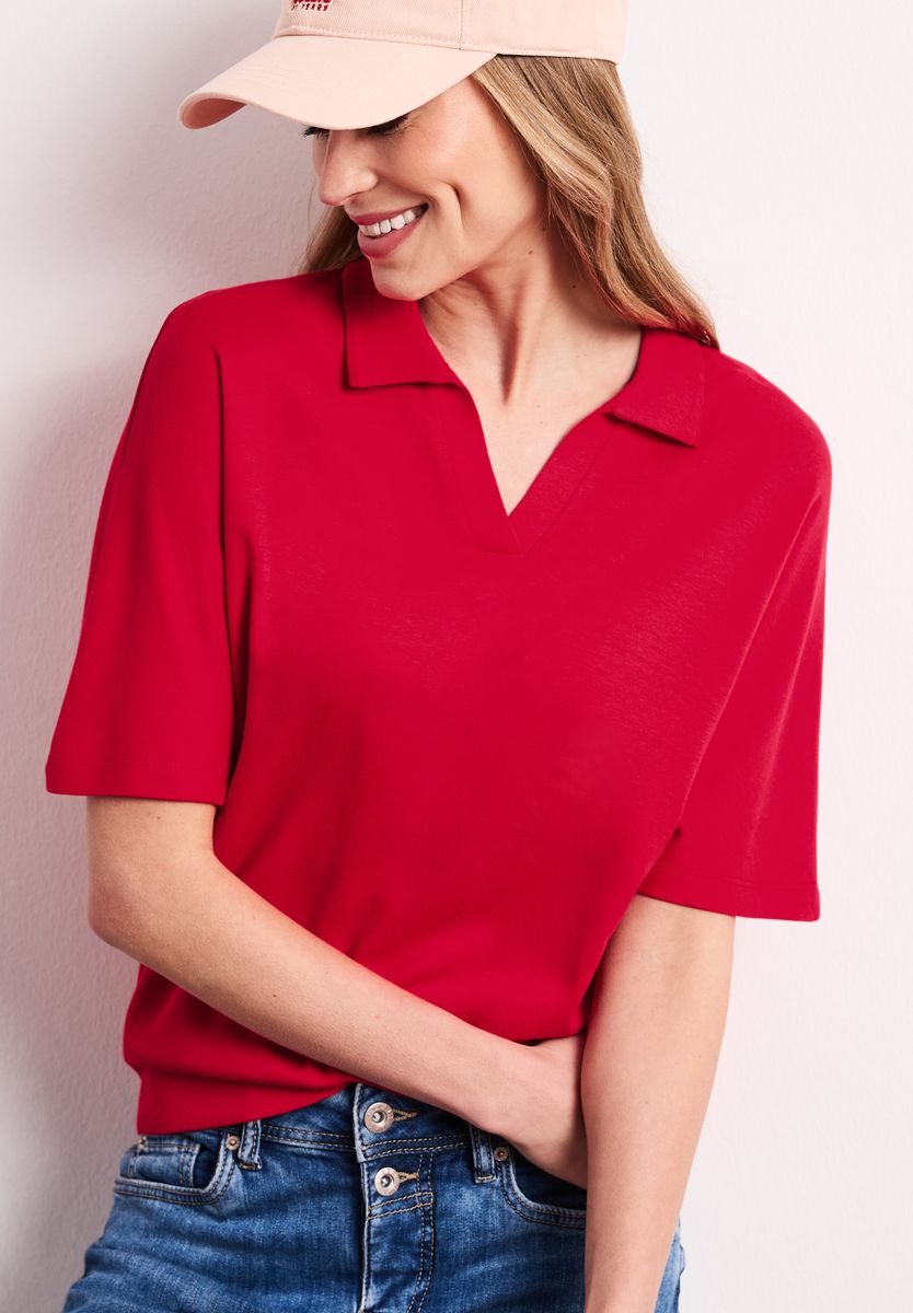 Dropped Shoulder Poloshirt mit Elastikbund