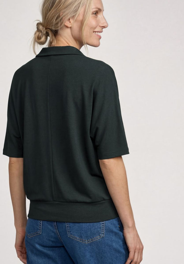 Dropped Shoulder Poloshirt mit Elastikbund