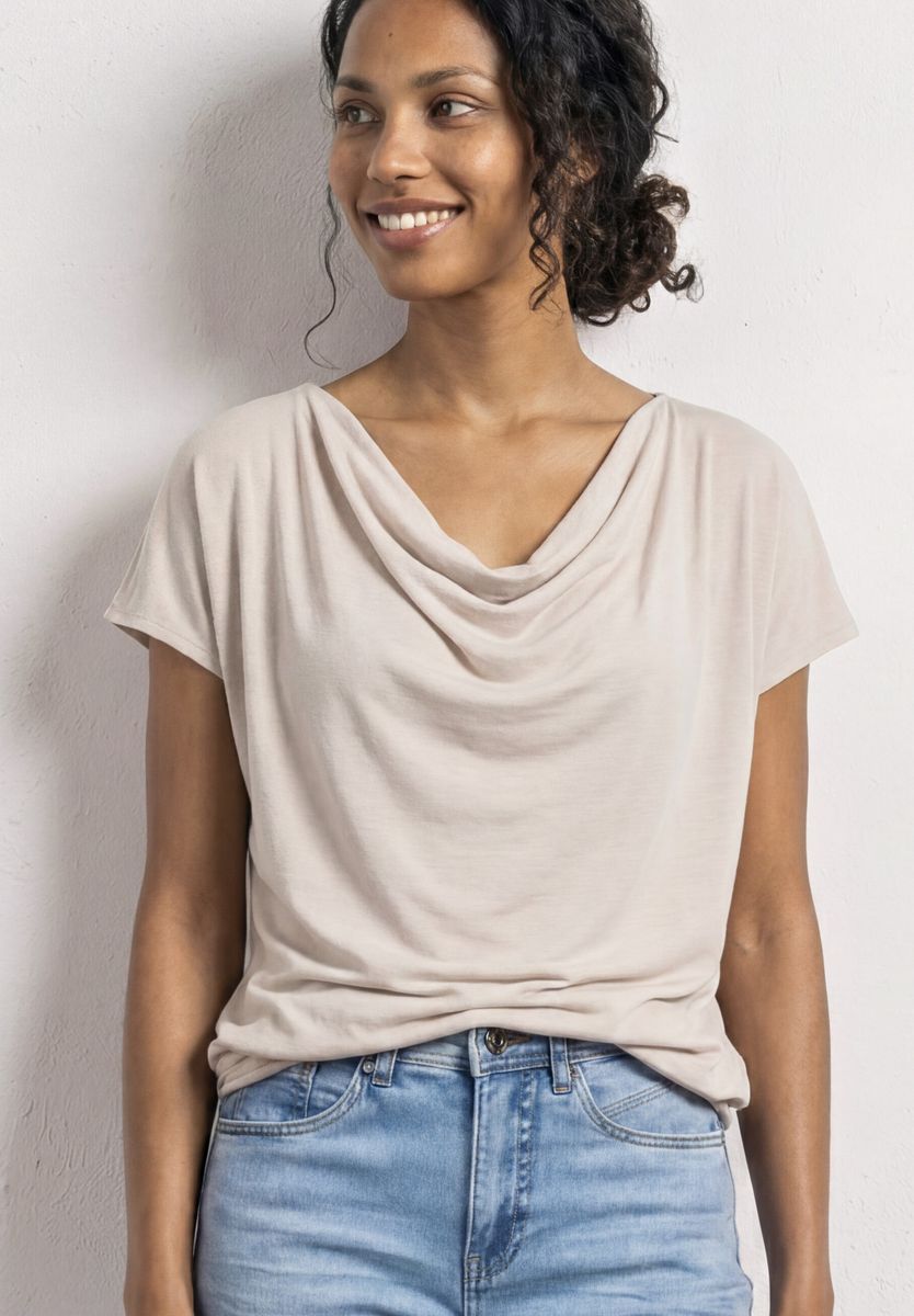 Silk-Look Shirt mit Waterfall-Front