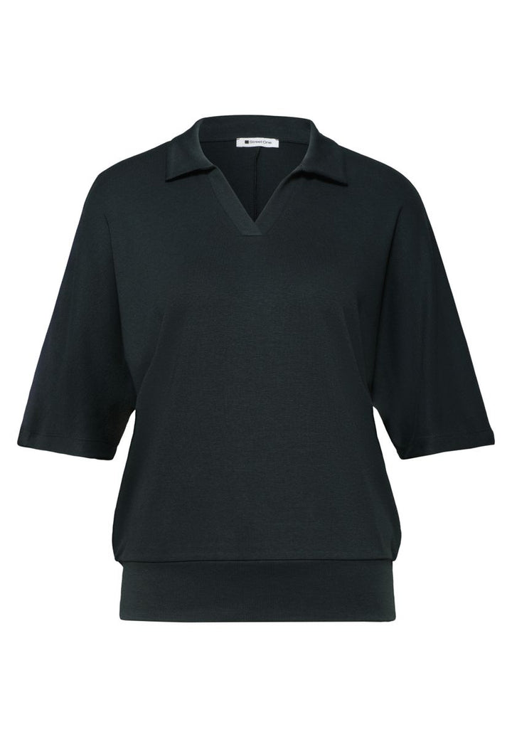 Dropped Shoulder Poloshirt mit Elastikbund