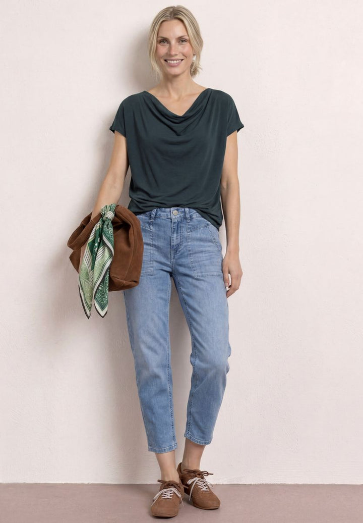 Silk-Look Shirt mit Waterfall-Front