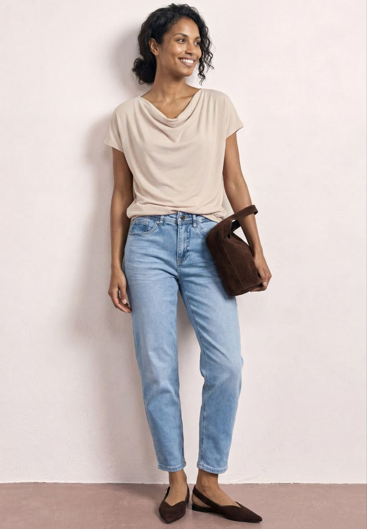 Silk-Look Shirt mit Waterfall-Front