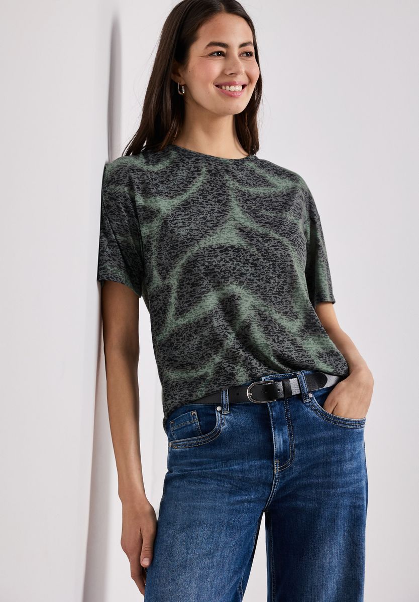 Shirt im Ausbrenner-Look mit Print