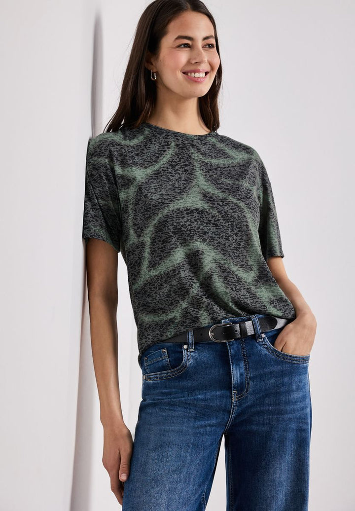 Shirt im Ausbrenner-Look mit Print