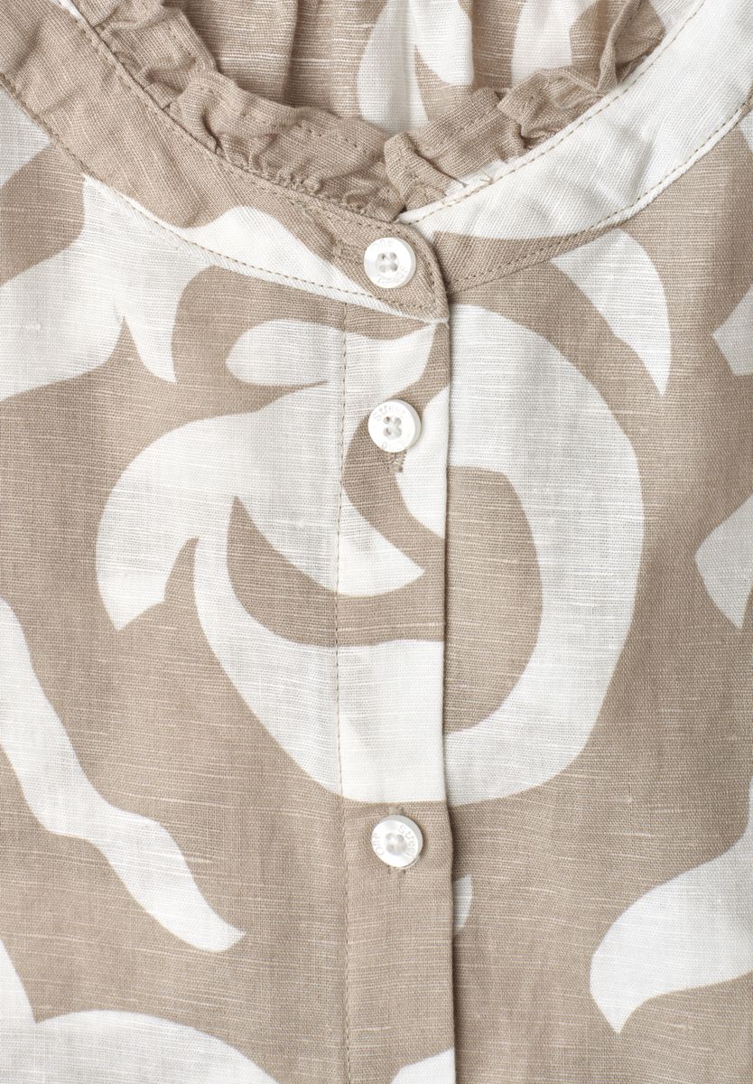 Bluse aus Leinenmix mit Rüschen