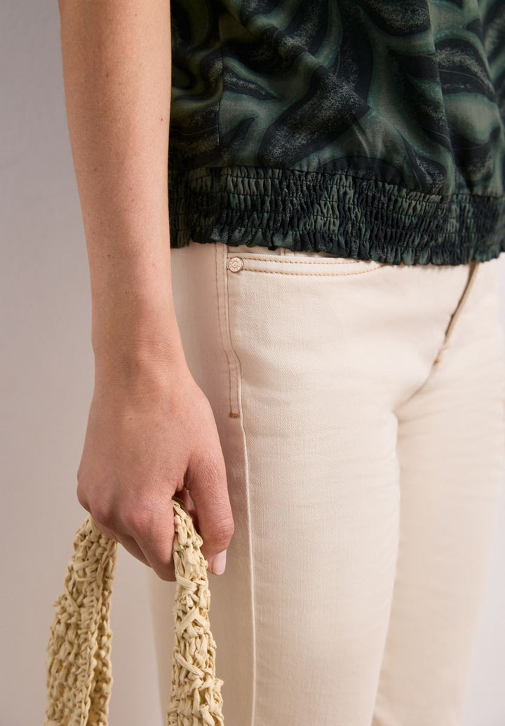 Blusenshirt mit Split Neck und Smokdetail