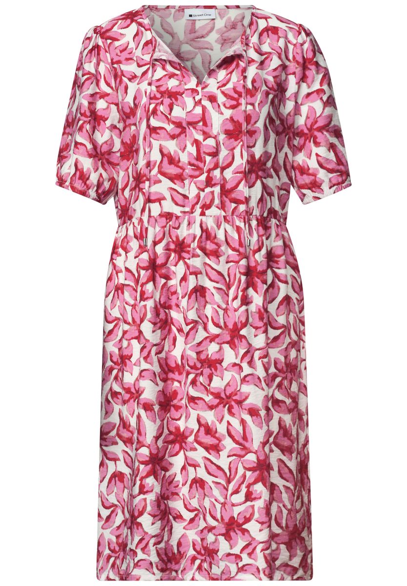 Knielanges Kleid mit Split Neck und Print