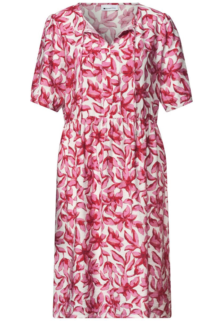 Knielanges Kleid mit Split Neck und Print