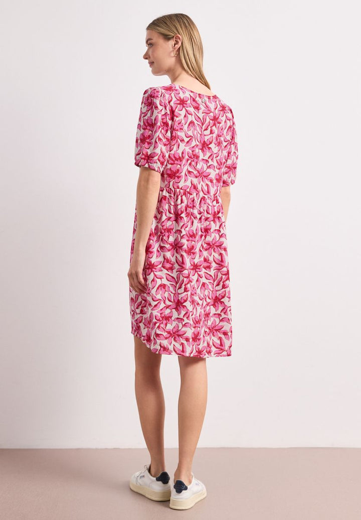 Knielanges Kleid mit Split Neck und Print