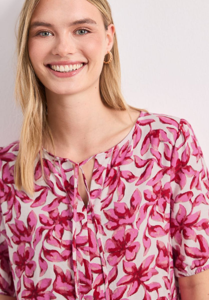 Knielanges Kleid mit Split Neck und Print