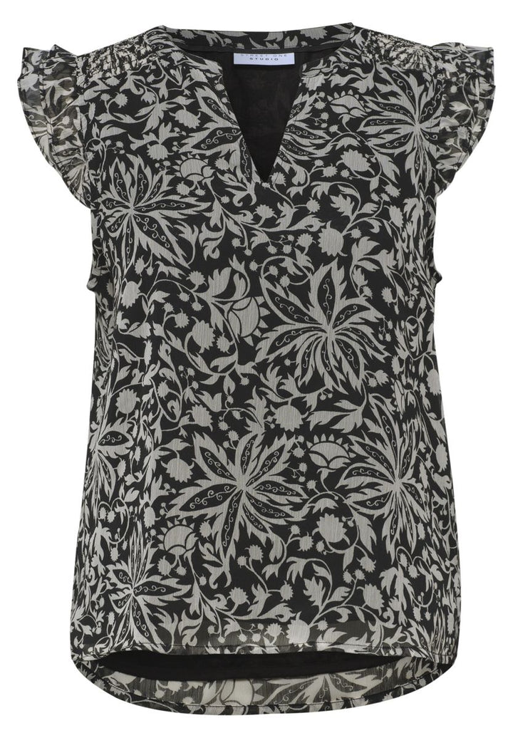 Blusentop aus Chiffon mit Split Neck