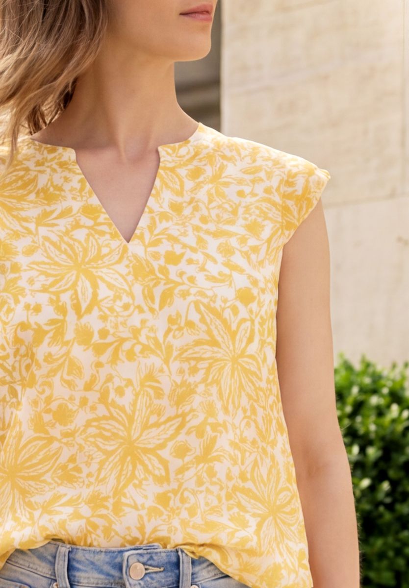 Blusentop aus Chiffon mit Split Neck