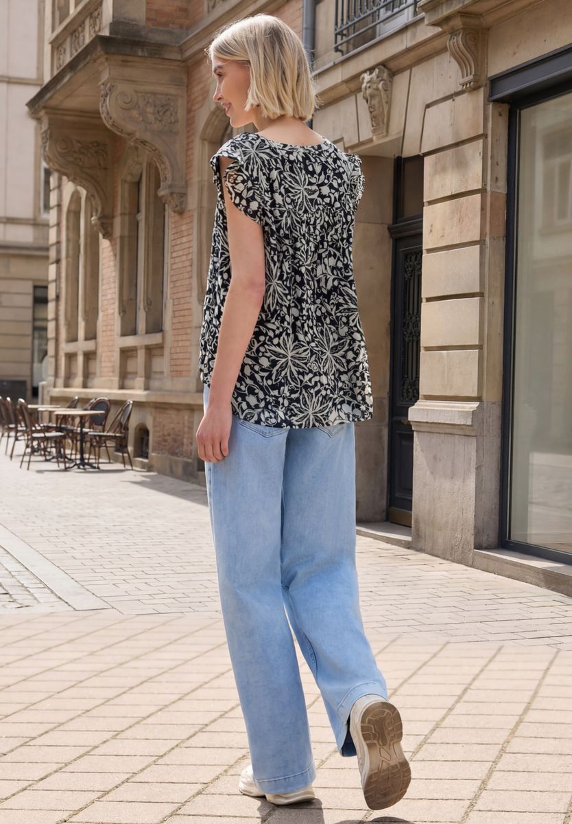 Blusentop aus Chiffon mit Split Neck