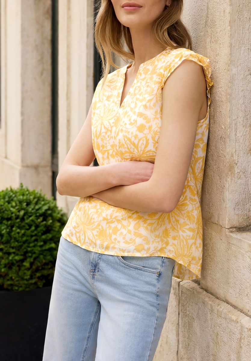 Blusentop aus Chiffon mit Split Neck