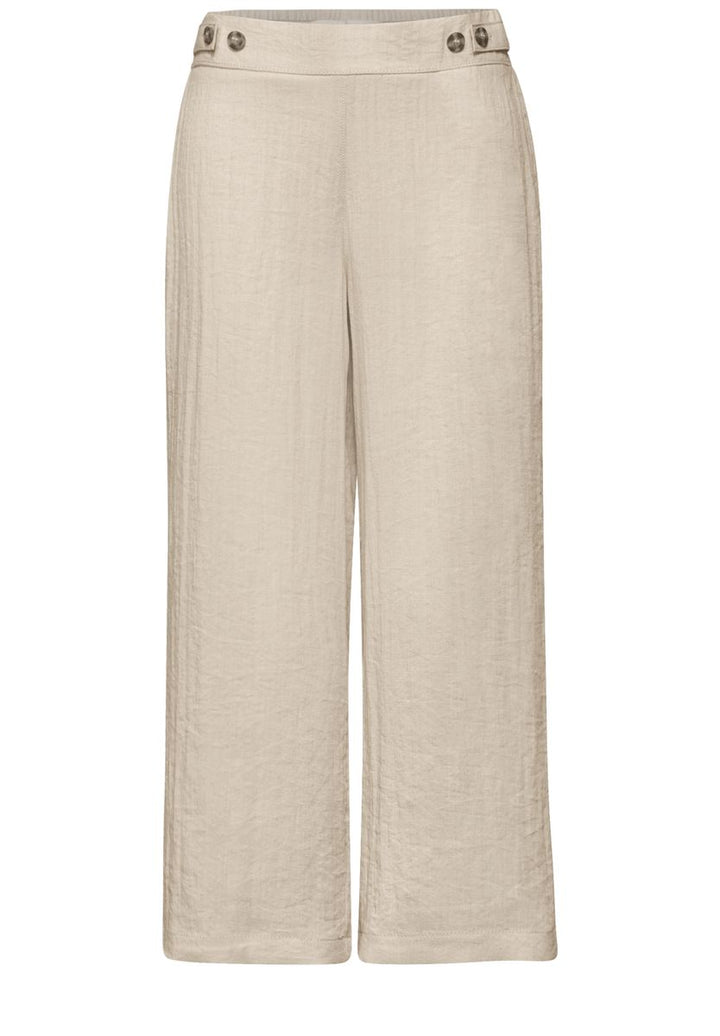 Mid Waist Wide Leg Hose im Leinen-Look