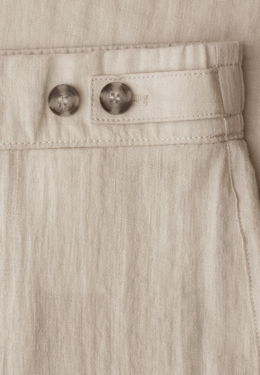 Mid Waist Wide Leg Hose im Leinen-Look