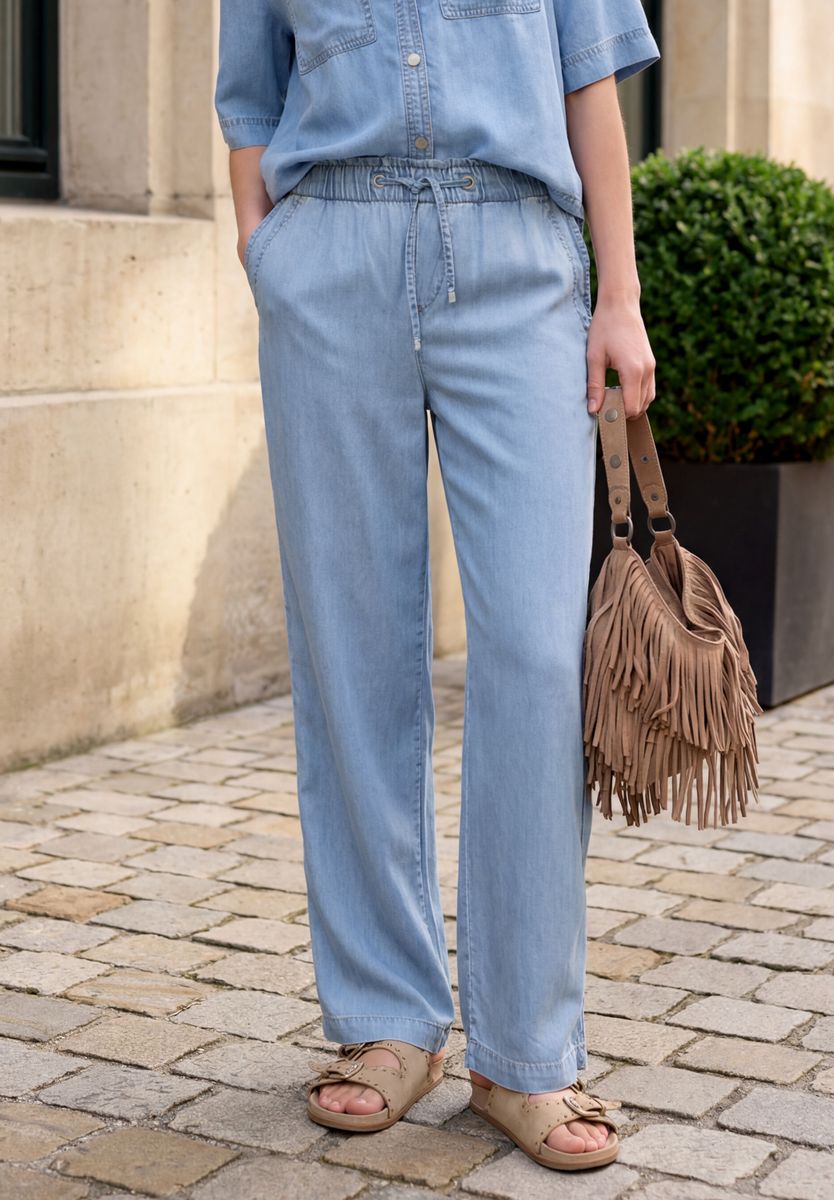 Straight Leg Hose mit Paperbagbund