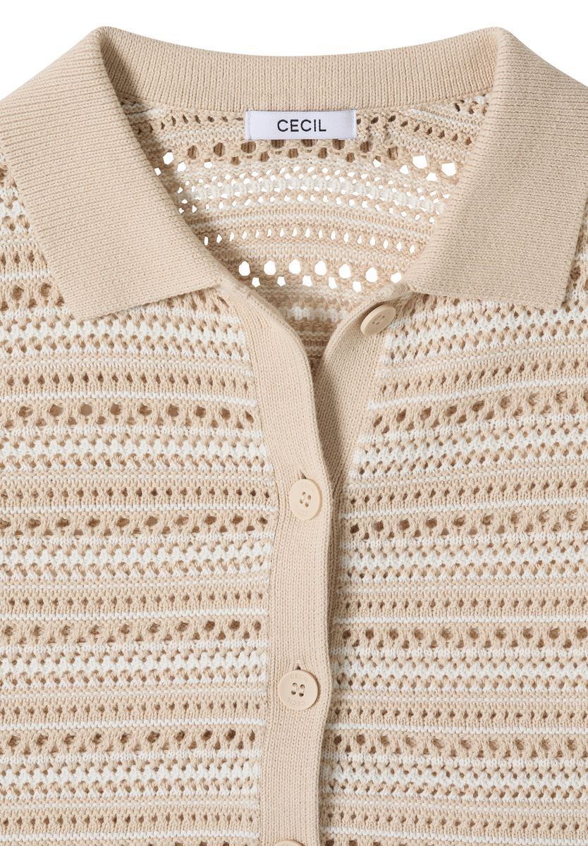 Kurzarm Cardigan mit Polokragen