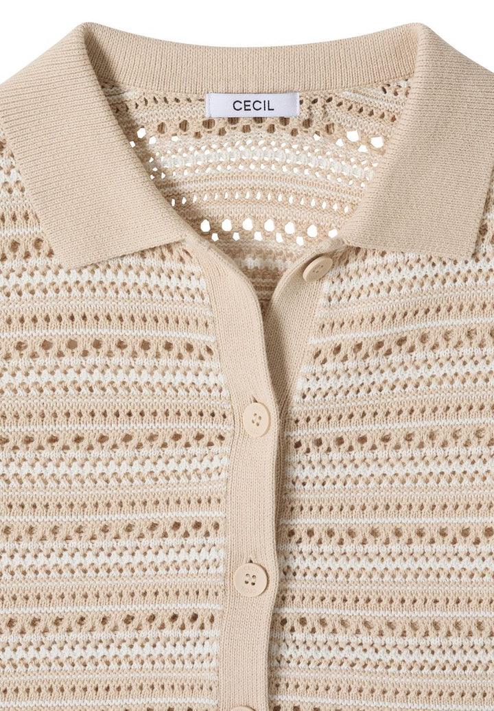 Kurzarm Cardigan mit Polokragen