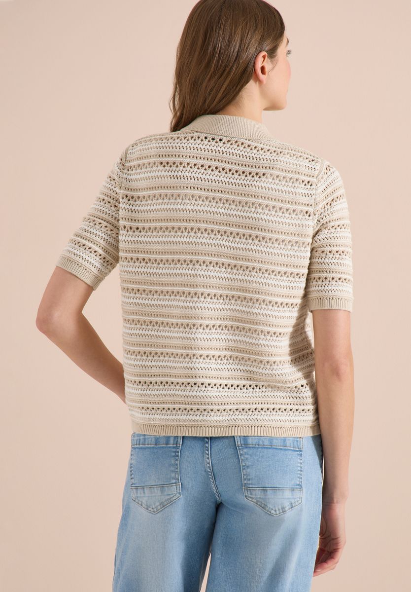 Kurzarm Cardigan mit Polokragen